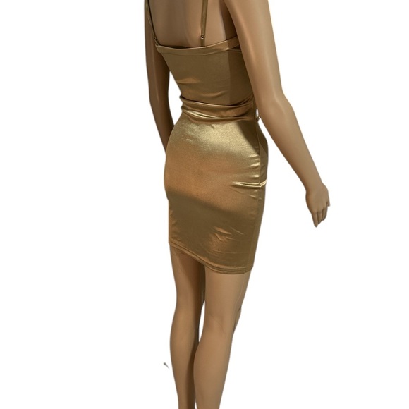 Gold Beaded Mini Dress - Picture 3 of 6